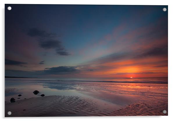 Llanrhystud beach sunset Acrylic by Izzy Standbridge