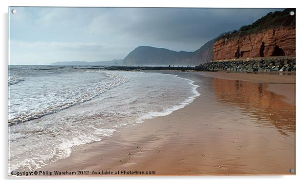 Low tide at Sidmouth Acrylic by Phil Wareham