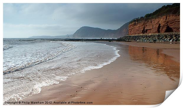 Low tide at Sidmouth Print by Phil Wareham