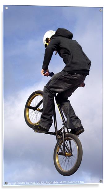 Bike Stunt rider Acrylic by Ali Kernick
