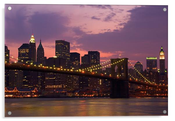 New York @ night Acrylic by Thomas Schaeffer