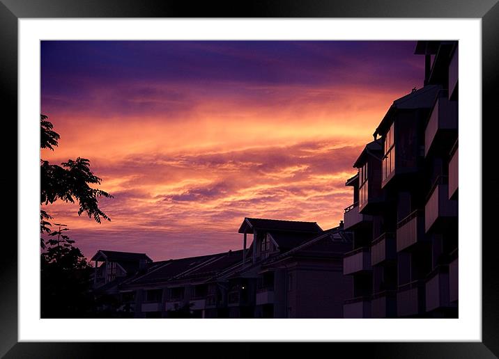 Sky over the suburb Framed Mounted Print by Erika Laur