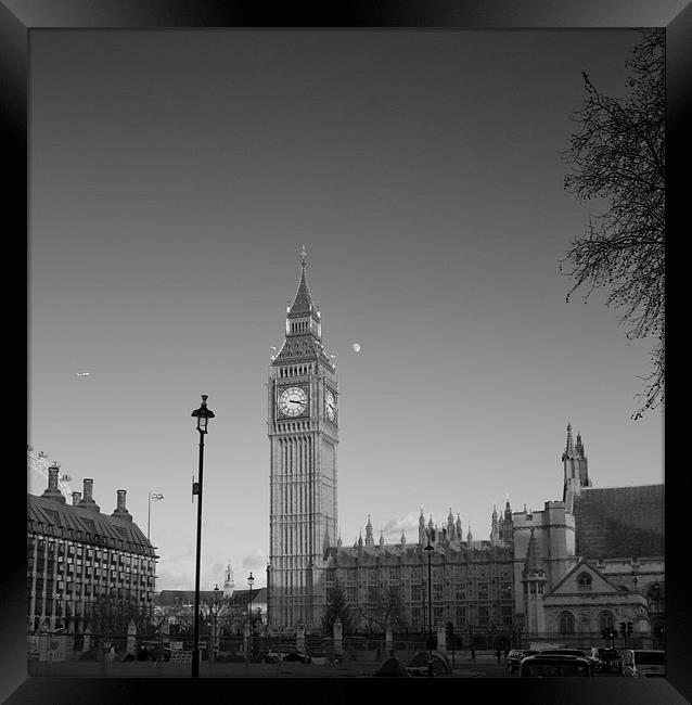 Houses of Parliament  bw Framed Print by David French
