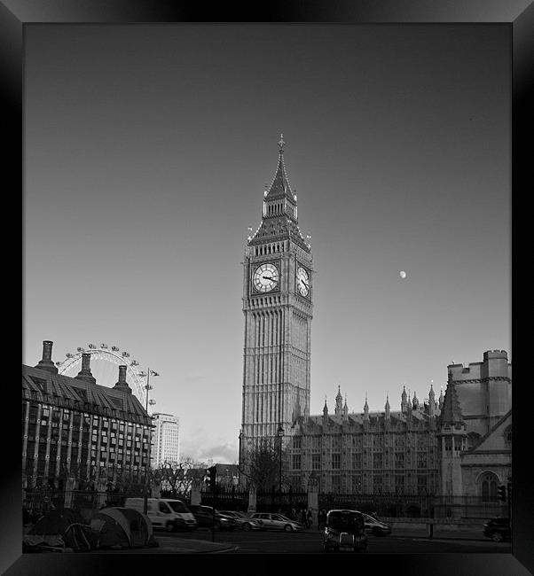 Houses of Parliament  bw Framed Print by David French