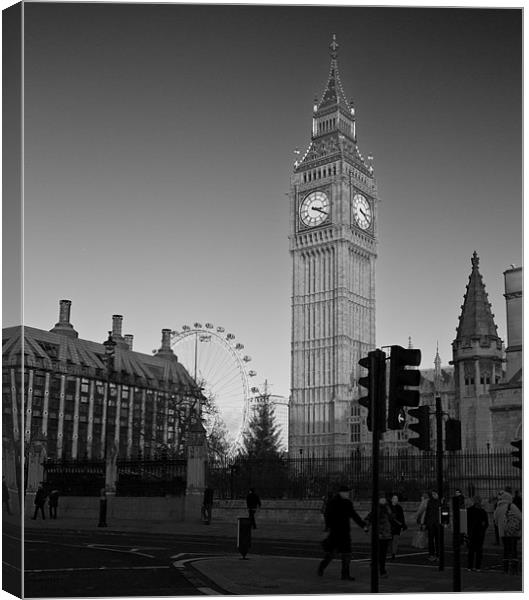 Houses of Parliament  bw Canvas Print by David French