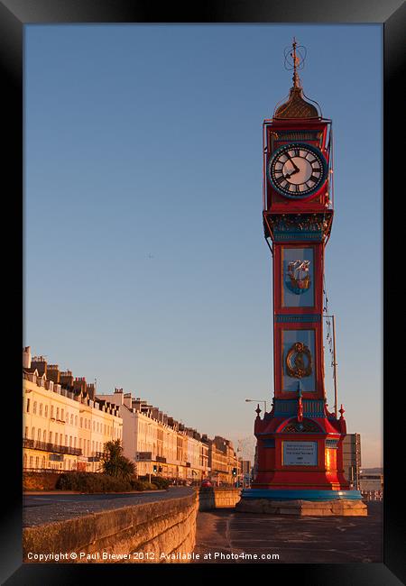 The Clock Weymouth Framed Print by Paul Brewer
