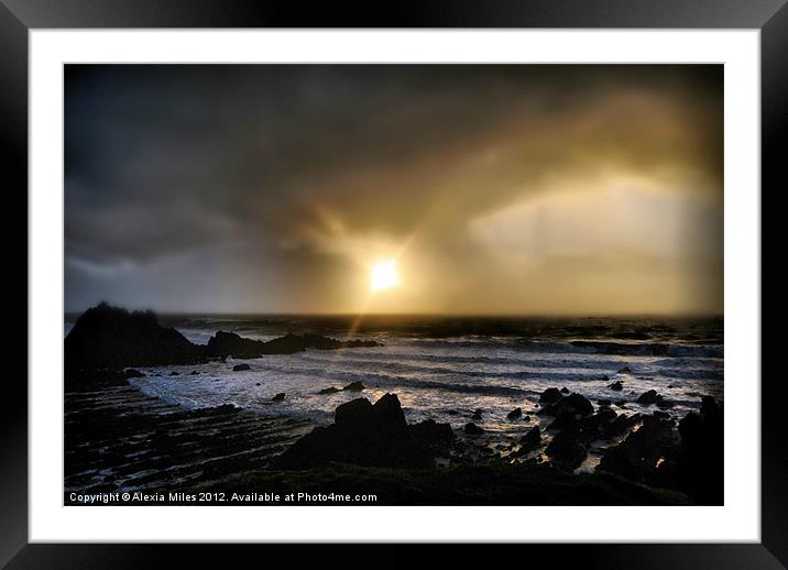 sunset on Hartland Framed Mounted Print by Alexia Miles