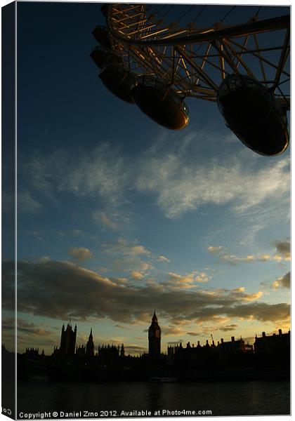 London Eye with Big Ben Canvas Print by Daniel Zrno