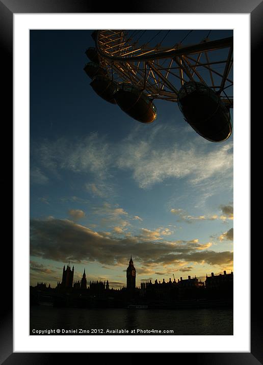 London Eye with Big Ben Framed Mounted Print by Daniel Zrno