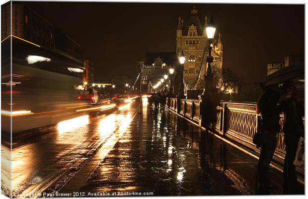 Tower Bridge in the Rain Canvas Print by Paul Brewer