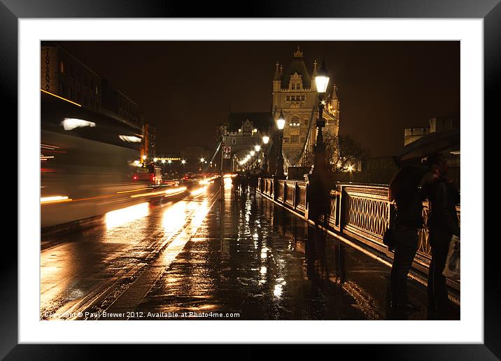 Tower Bridge in the Rain Framed Mounted Print by Paul Brewer