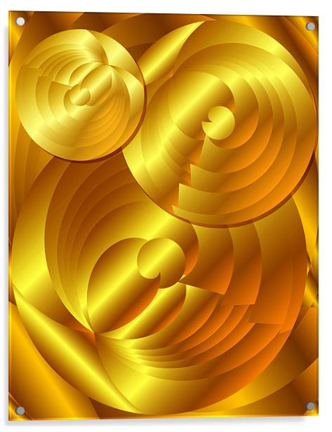 Abstract Gold Circles Acrylic by Lidiya Drabchuk