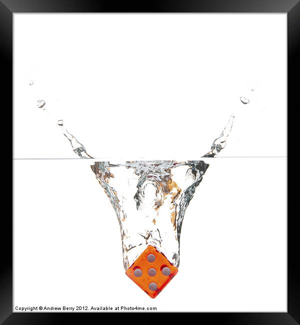 Dice Dropping into Water Framed Print by Andrew Berry