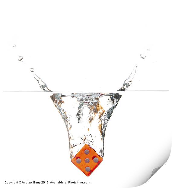 Dice Dropping into Water Print by Andrew Berry