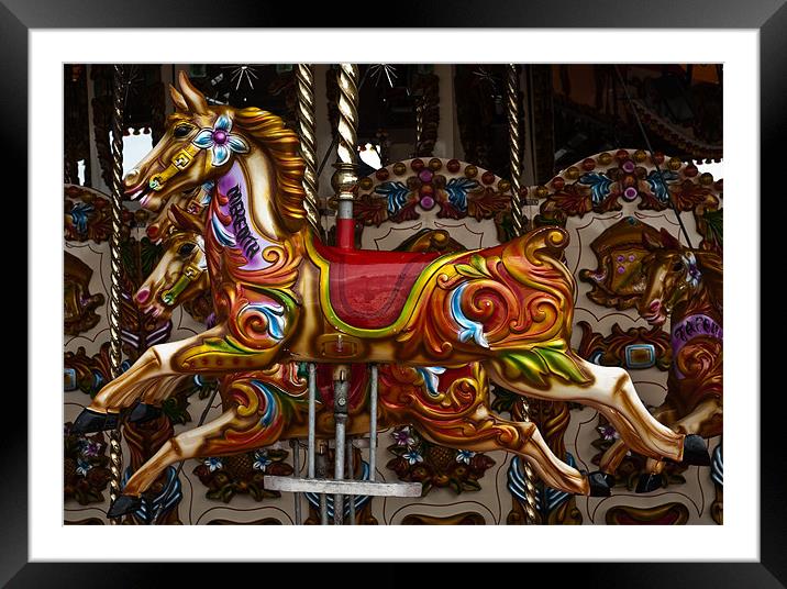 Merry go round horses Framed Mounted Print by Steve Purnell