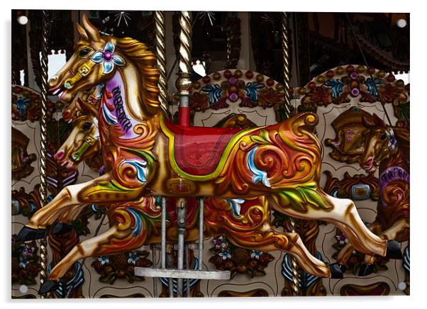 Merry go round horses Acrylic by Steve Purnell