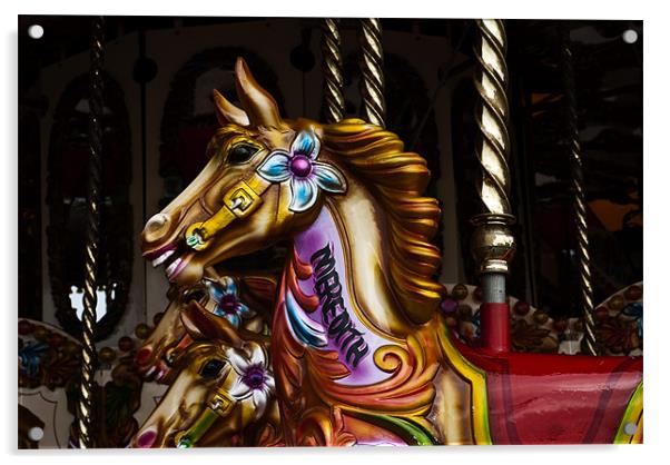 Merry go round horses 4 Acrylic by Steve Purnell