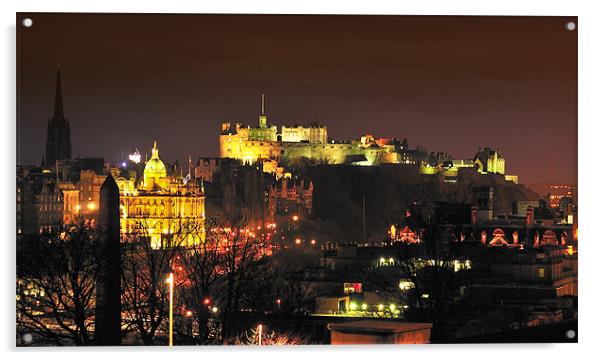 Edinburgh At Night Acrylic by Jason Connolly