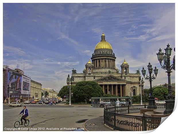 St Isaac's Cathedral in St Petesburg Print by Colin Chipp