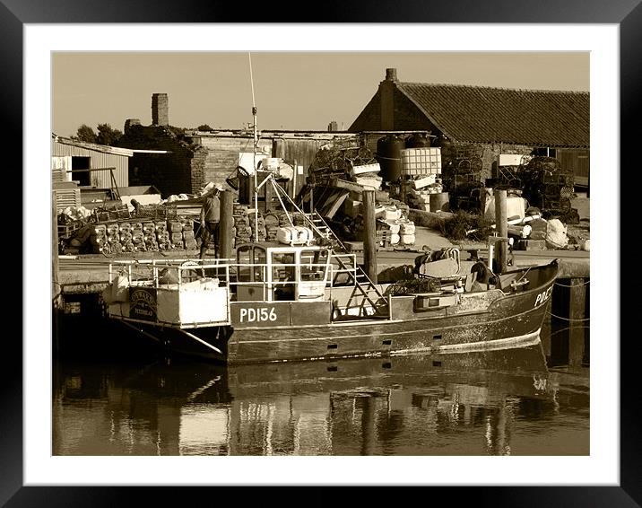 Brancaster Fishing Boat Framed Mounted Print by justin rafftree