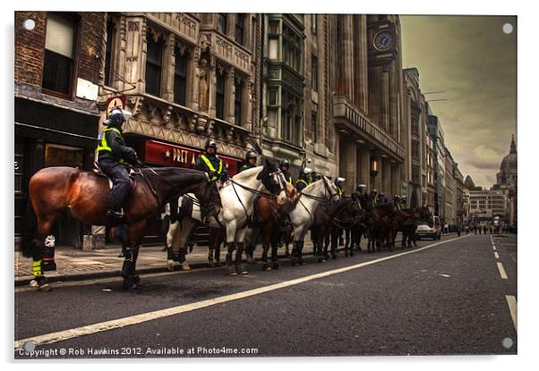 Mounted Police Acrylic by Rob Hawkins