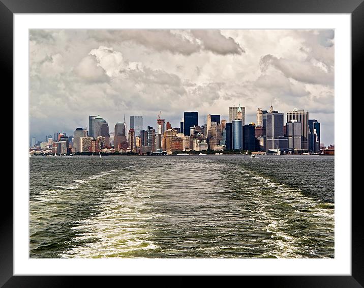 Leaving Manhattan (landscape) Framed Mounted Print by Gary Eason