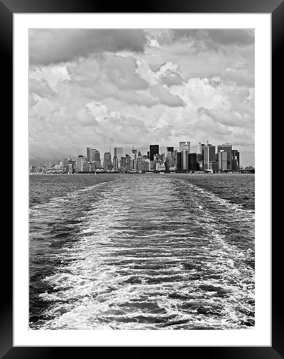 Leaving Manhattan (portrait, B&W) Framed Mounted Print by Gary Eason