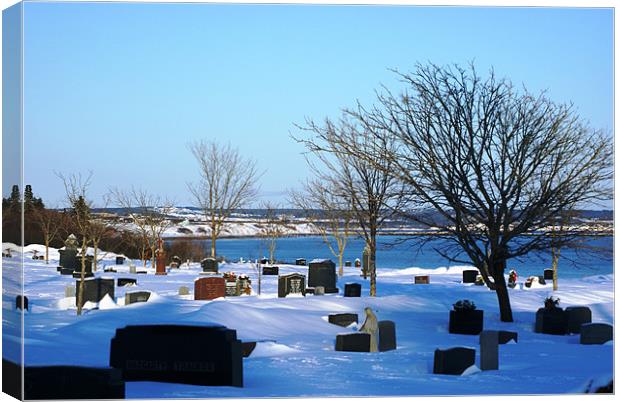 Graveyard With A View Canvas Print by Faith Comeau