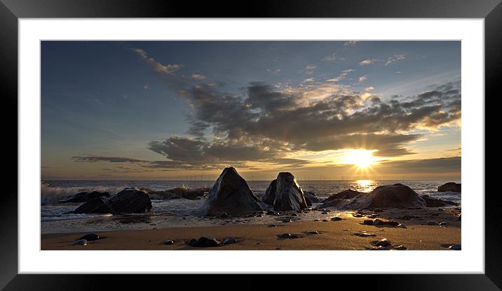 Sunrise Rocks Framed Mounted Print by Simon Wrigglesworth