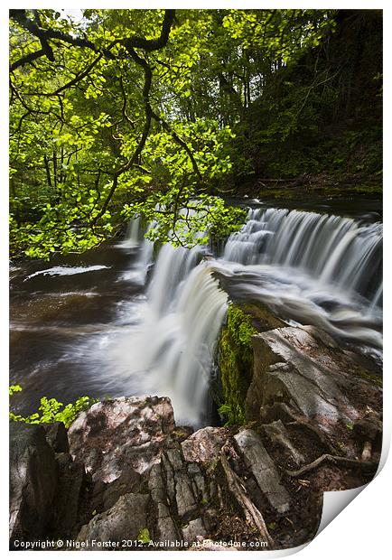 Sgwd Isaf Clun Gwyn Waterfall Print by Creative Photography Wales