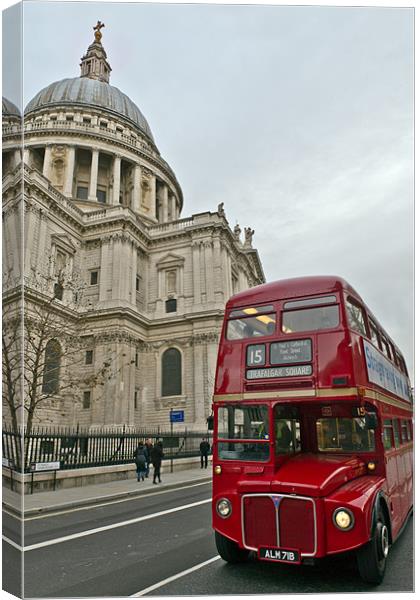 London red bus and St Paul's Canvas Print by Gary Eason