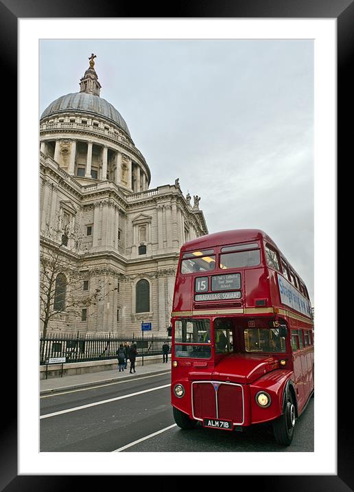 London red bus and St Paul's Framed Mounted Print by Gary Eason
