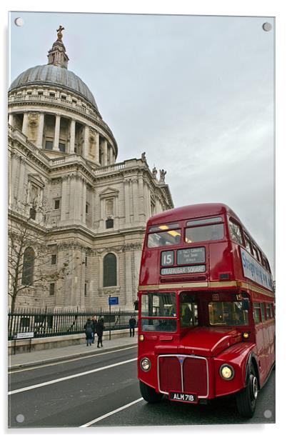London red bus and St Paul's Acrylic by Gary Eason