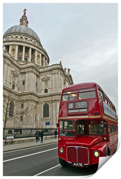 London red bus and St Paul's Print by Gary Eason