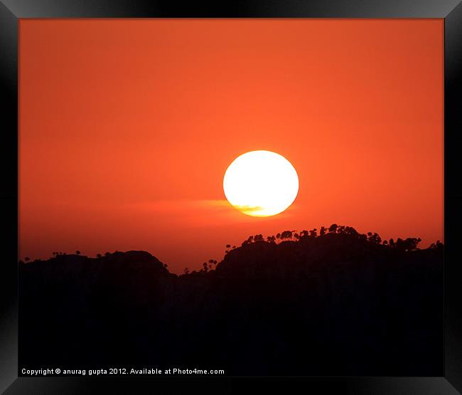 sunset series- mountain sunset Framed Print by anurag gupta