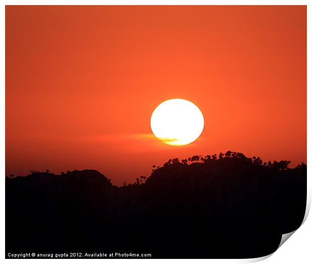 sunset series- mountain sunset Print by anurag gupta