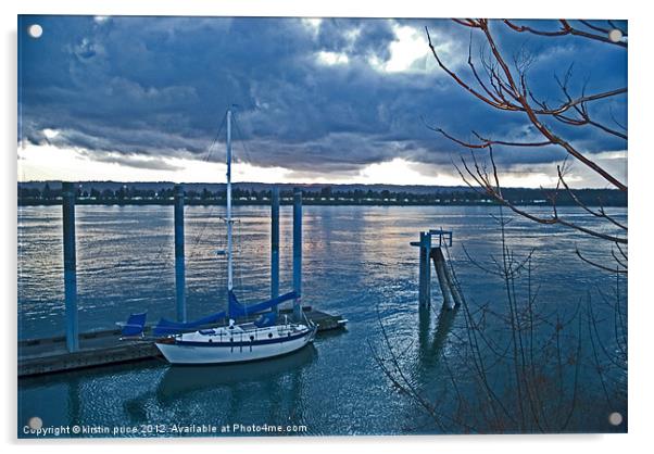 blue sailboat Acrylic by kirstin price