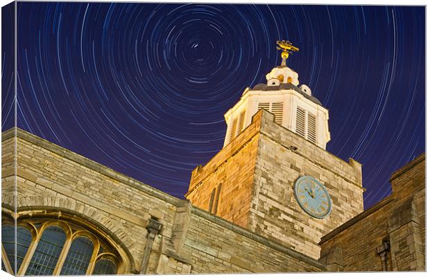Portsmouth Cathedral Star Trails Canvas Print by Sharpimage NET