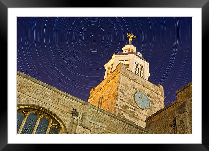 Portsmouth Cathedral Star Trails Framed Mounted Print by Sharpimage NET