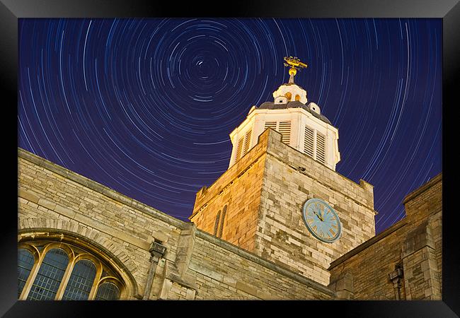 Portsmouth Cathedral Star Trails Framed Print by Sharpimage NET