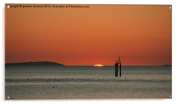 A vivid orange sky at Lepe Acrylic by Gordon Dimmer