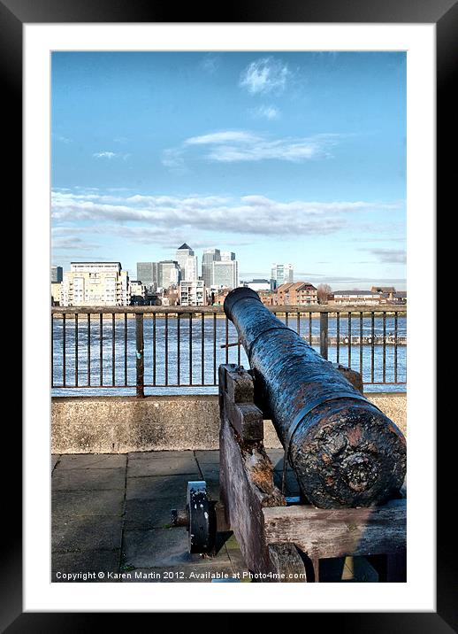 Aiming at Canary Wharf Framed Mounted Print by Karen Martin