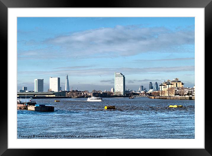 London from Greenwich Framed Mounted Print by Karen Martin