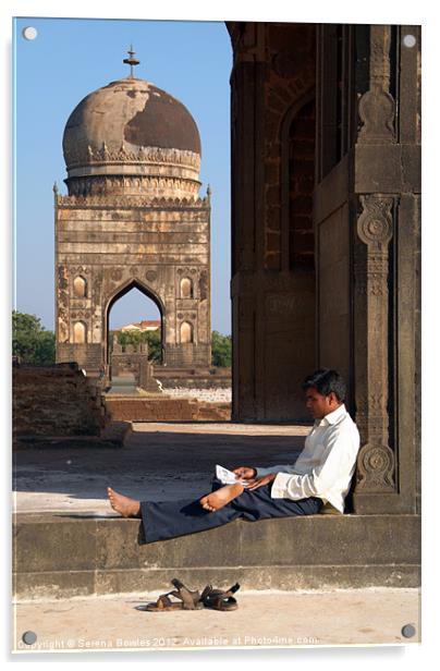 Relaxing at the Bahid Shahi Tombs Bidar Acrylic by Serena Bowles