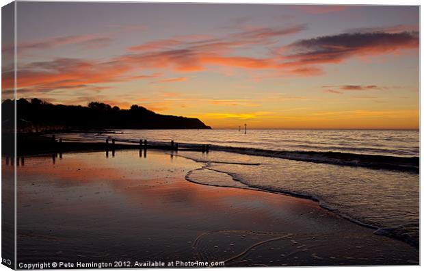 Sunrise Towards Orcombe Point - Exmouth Canvas Print by Pete Hemington