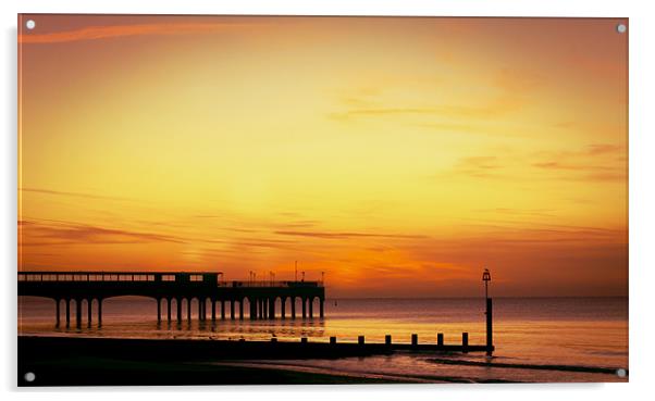 Sunrise over Pier Acrylic by Jennie Franklin