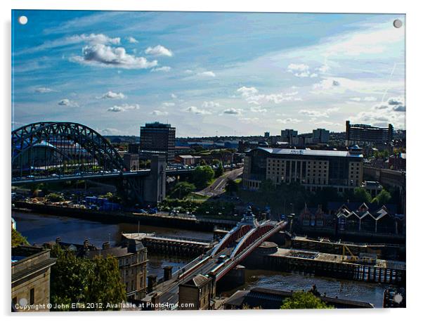 Newcastle Bridges Acrylic by John Ellis