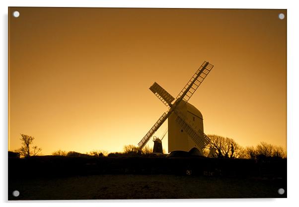 Sunrise over Jill WindmIll, Sussex Acrylic by Eddie Howland