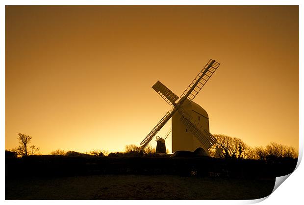 Sunrise over Jill WindmIll, Sussex Print by Eddie Howland