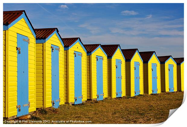 Littlehampton Beach Huts Print by Phil Clements